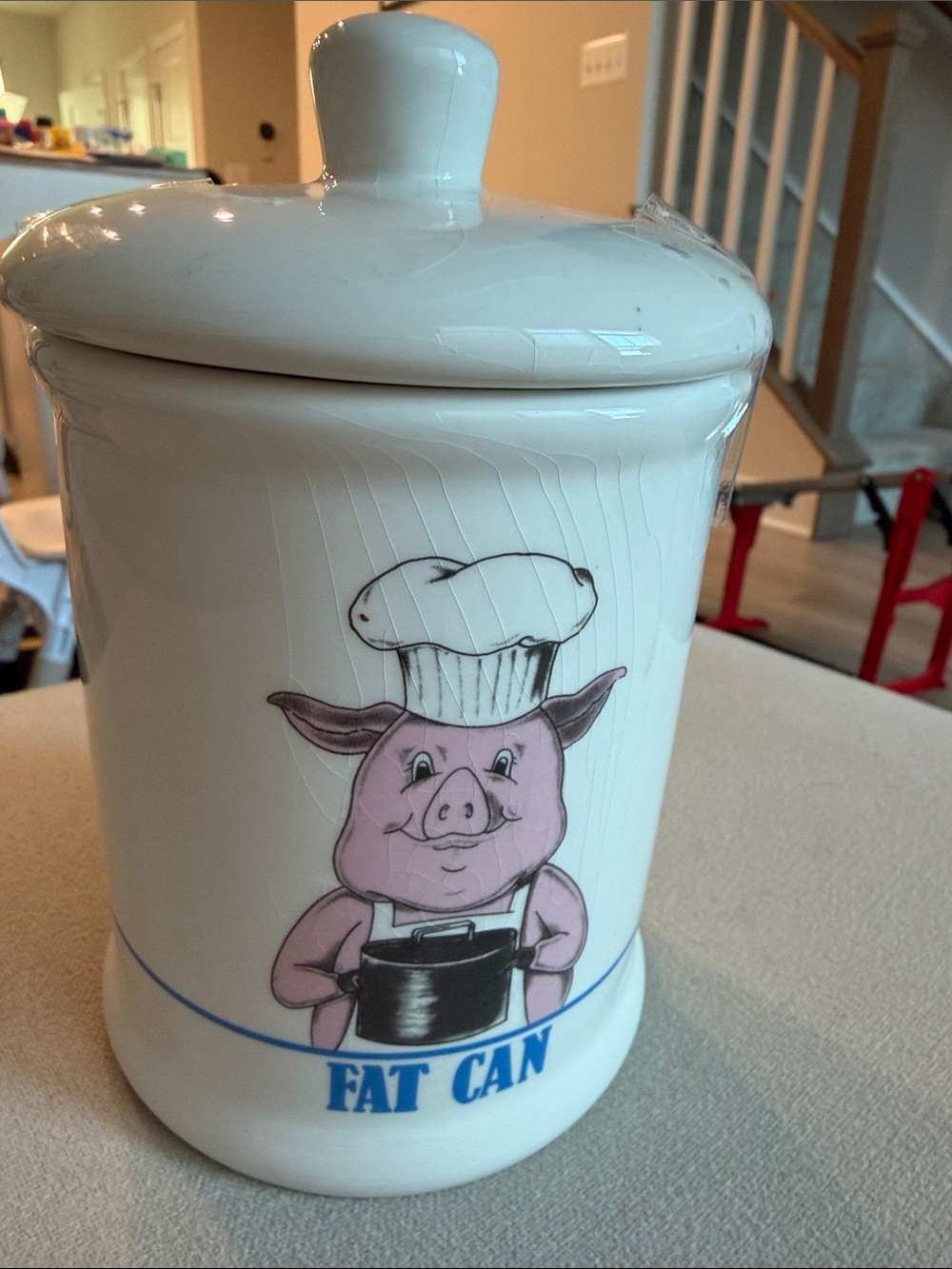 Vintage 1989 Bandwagon Fat Can Pig
Chef Ceramic Grease Jar Canister with Lid